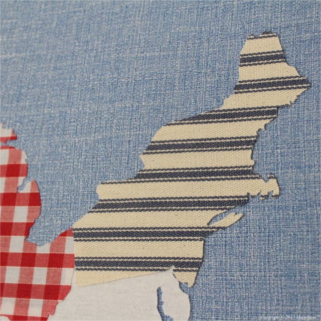 USA Regions Fabric Map 50x40cm Mappliqué