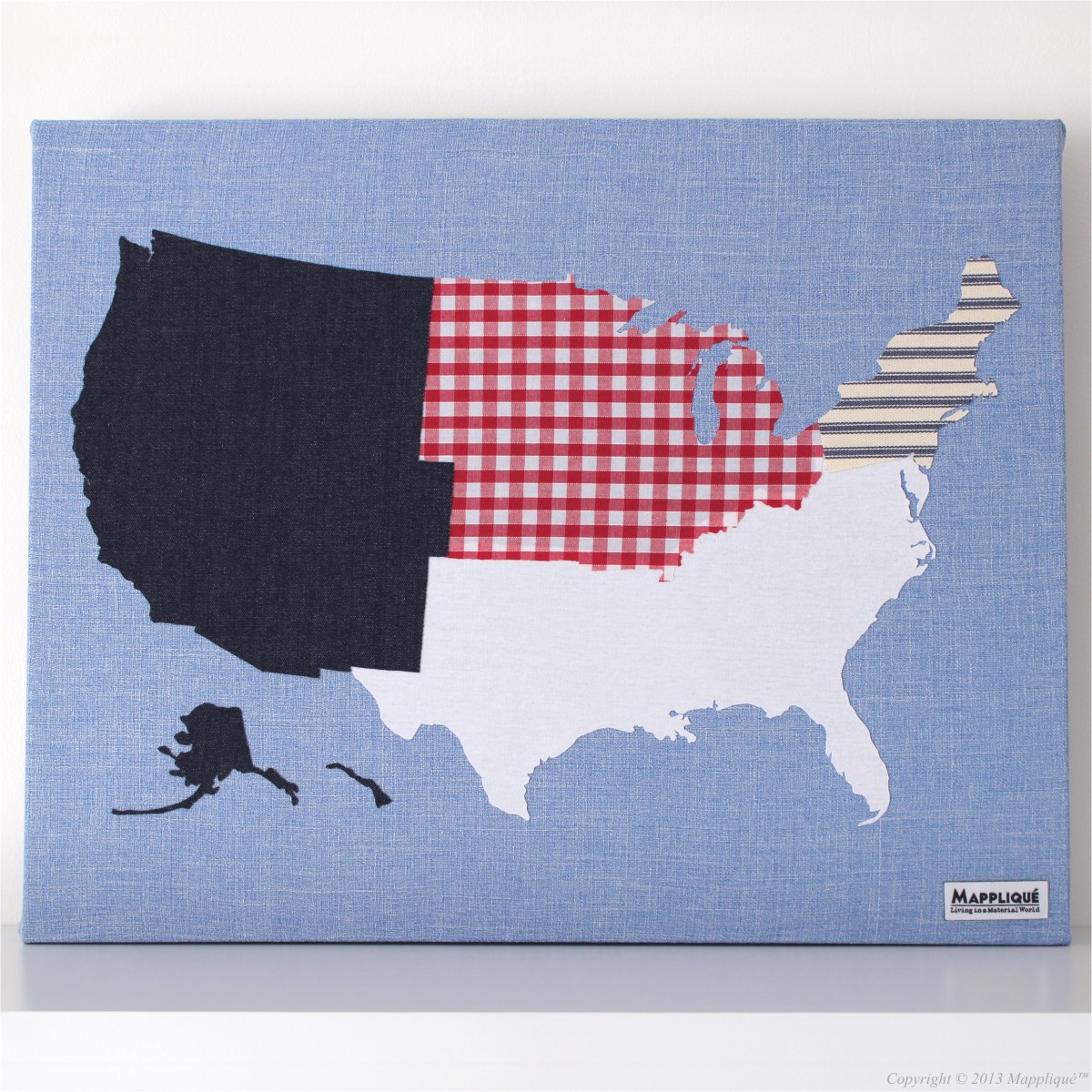 USA Regions Fabric Map Wall Art - Mappliqué